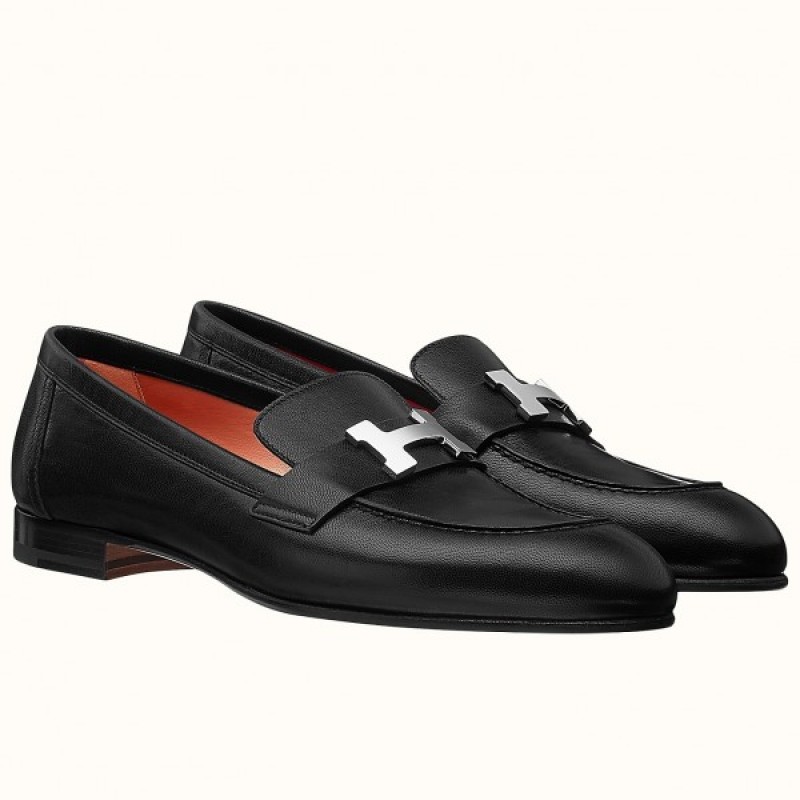 Hermes Paris Loafers In Black Goatskin RB371